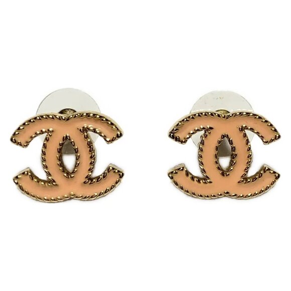 Auth CHANEL Coco - Pink Gold Hardware Earrings - Picture 1 of 3